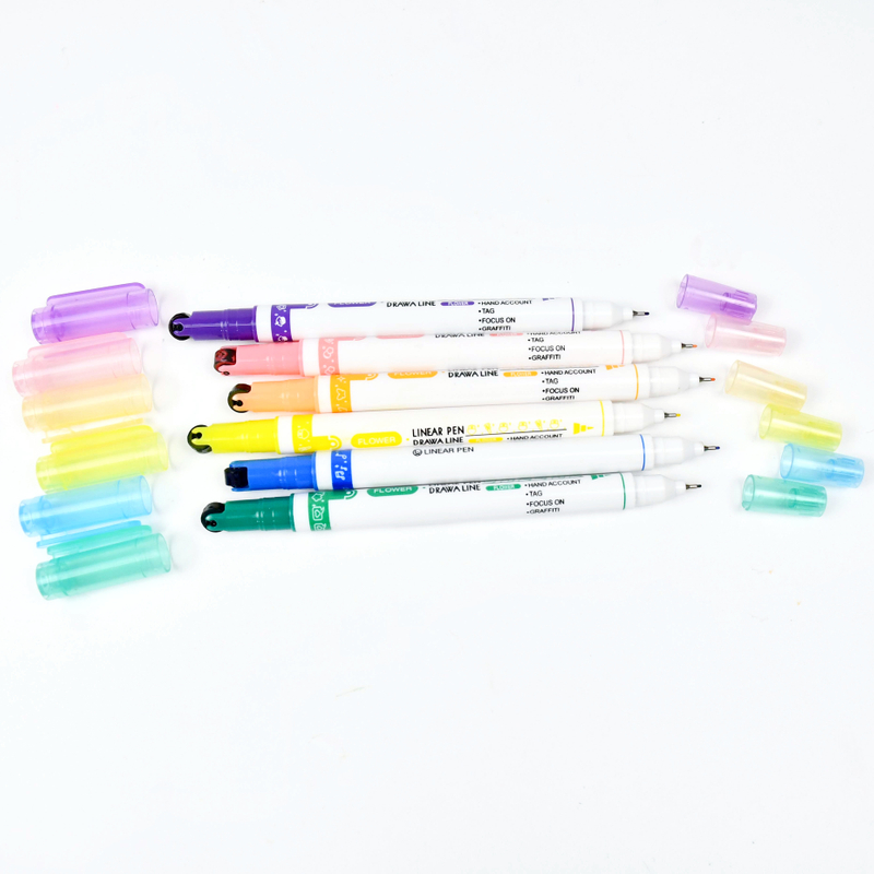 #9009 Double side highlighter - roller 6pcs pet box