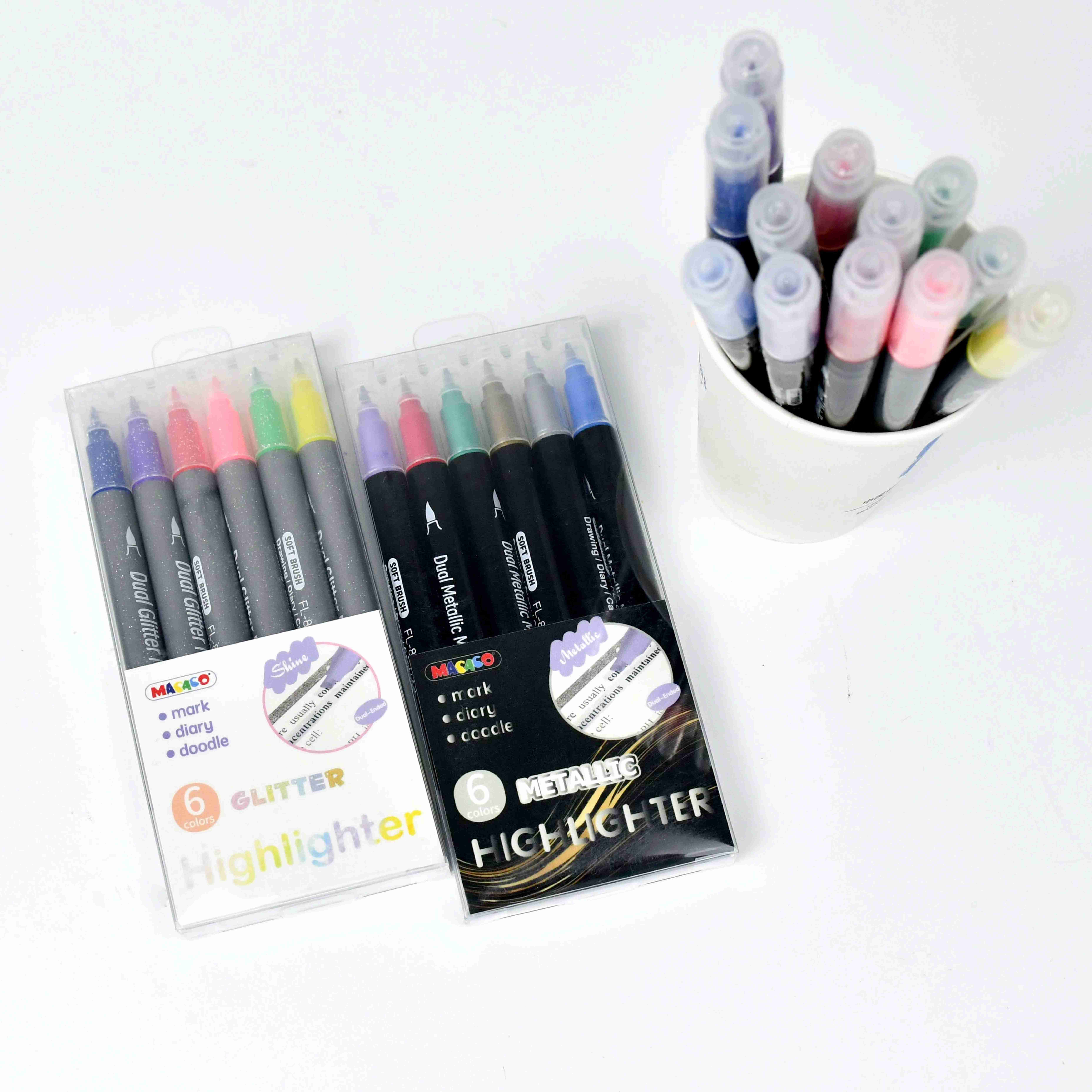 #8965GM Marker Glitter and Metallic color art drawing painting marker thick fiber tip