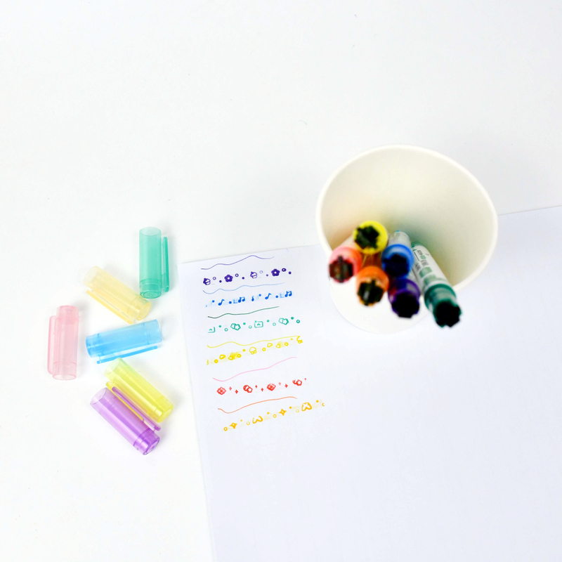 #9009 Double side highlighter - roller 6pcs pet box