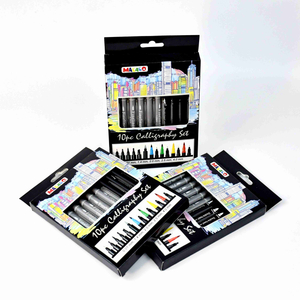 #Writing set-Calligraphy set（Fineliner+Brush pen） art drawing Outlining pen Two pens and three pen tips