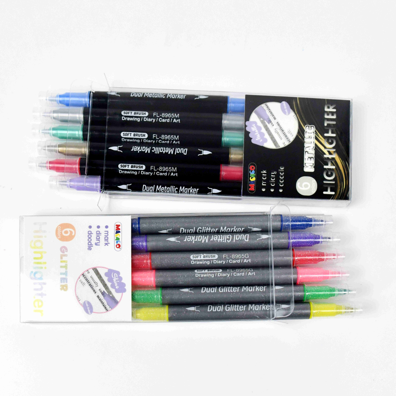 #8965GM Marker Glitter and Metallic color art drawing painting marker thick fiber tip