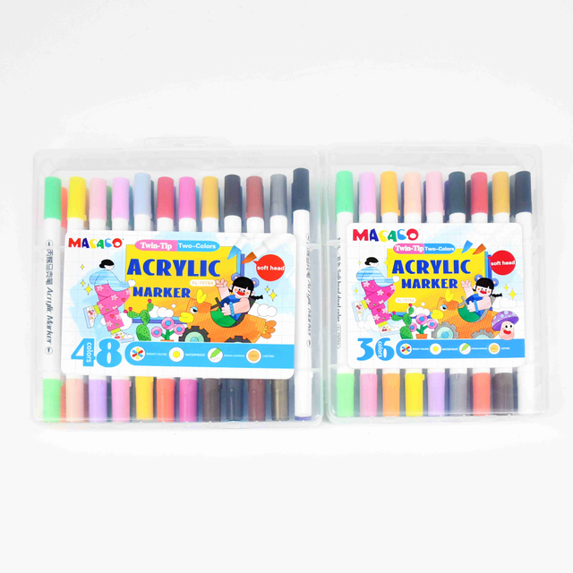#7978A Acrylic Marker Double  side & double color art drawing painting matker thick fiber tip