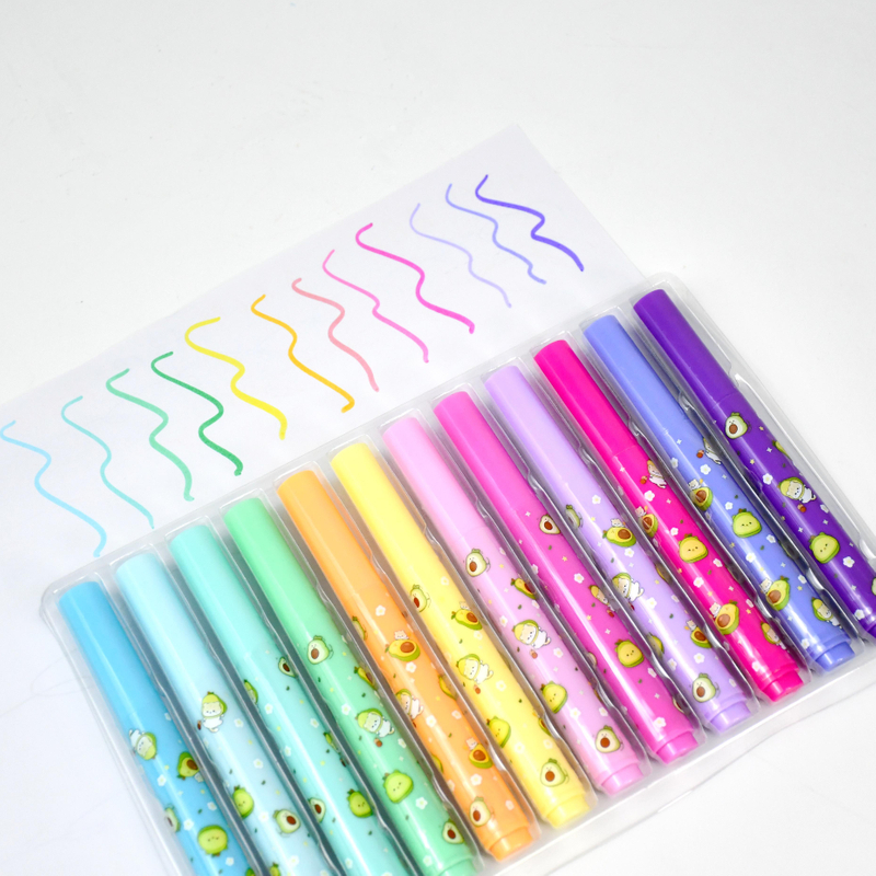 #Scented water color pen colorful zipper bag barrel with heat transfer art 