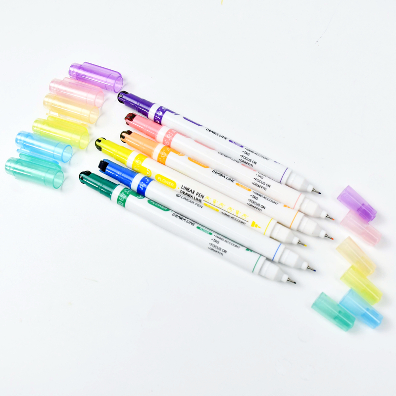 #9009 Double side highlighter - roller 6pcs pet box