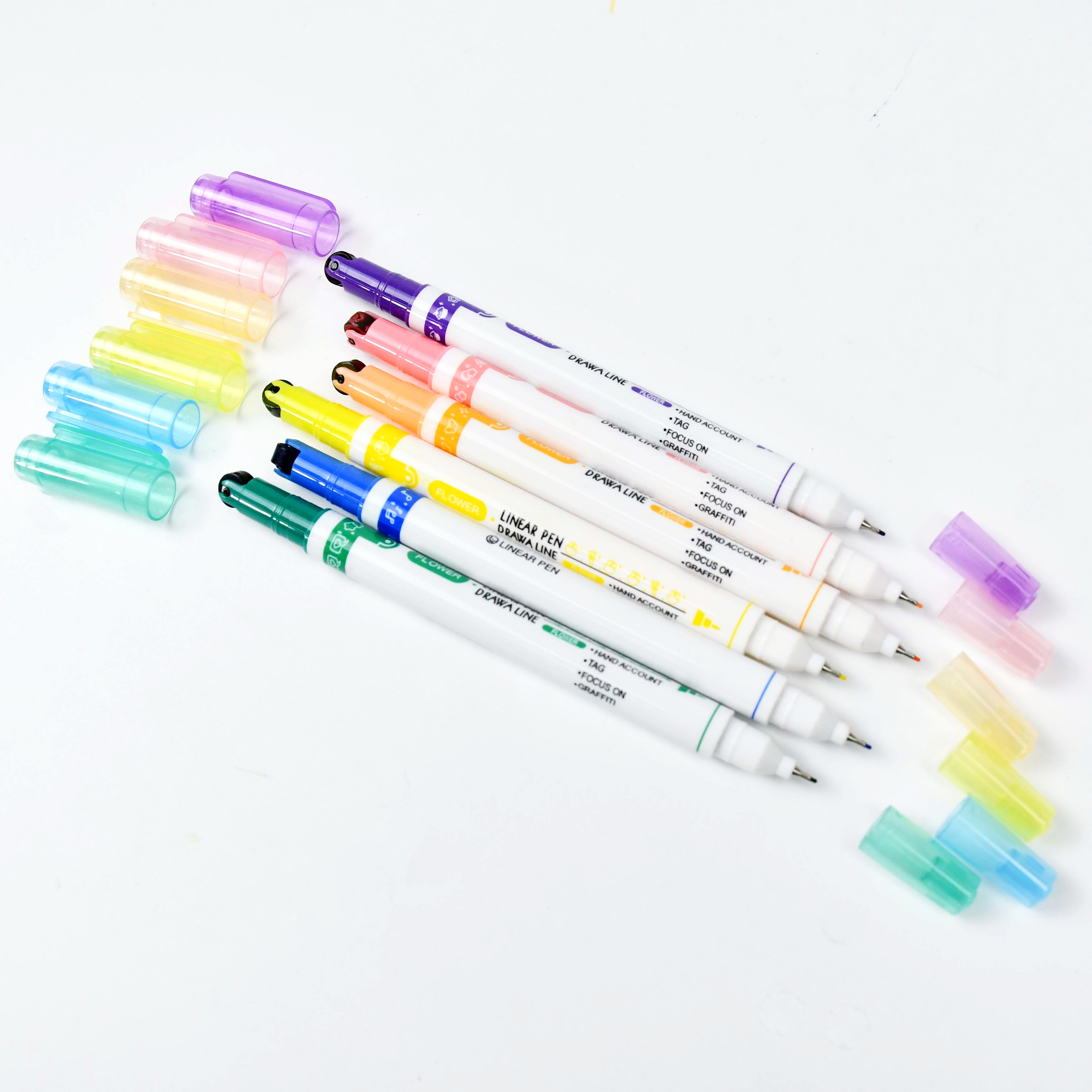 #9009 Double side highlighter - roller 6pcs pet box