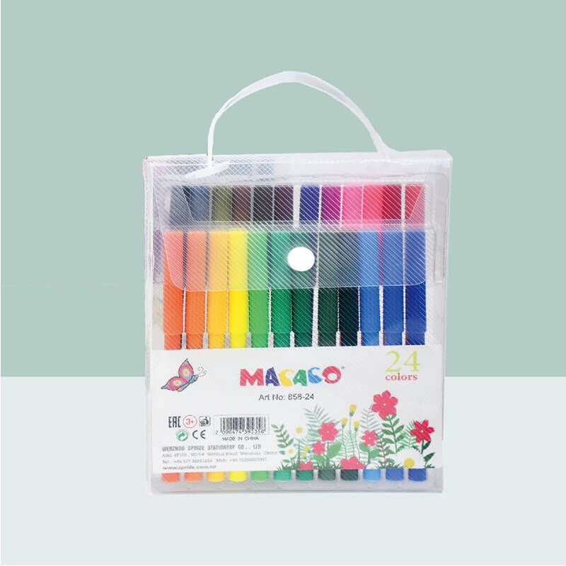 MACACO 858 water color pen 24 48 50 colors washable markers in durable PP box for painting drawing