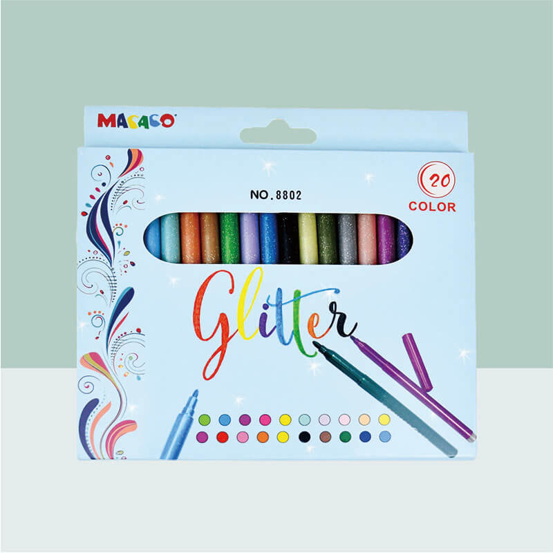 Glitter Mark 802 20/10 Colors Washable Glitter Markers Set