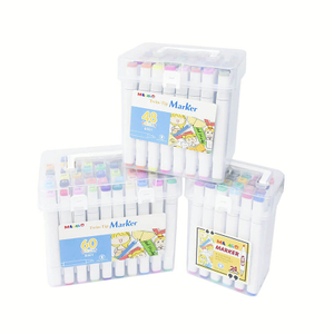 MACACO special marker 8001 twin tip marker available in 24 48 60 colors professional assortments in heavy duty transparent latching carry case