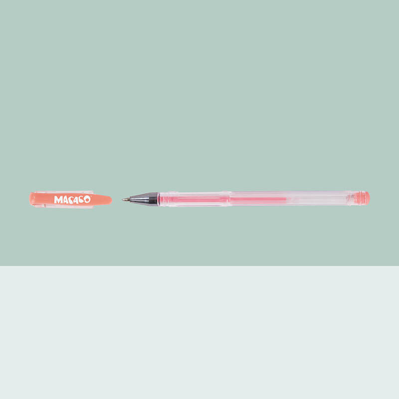 Wholesale orange pink pastel gel pen model 882P with classic smooth transparent barrel and precision tip