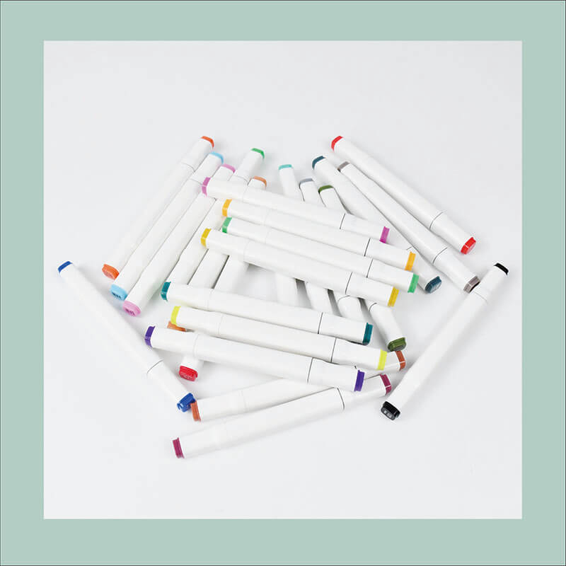 MACACO Special marker 8001 twin-tip markers set 24 48 60 colors white barrel square body dual tip chisel fine art sketch pens safe and non-toxic drawing markers in clear handled plastic case wholesale