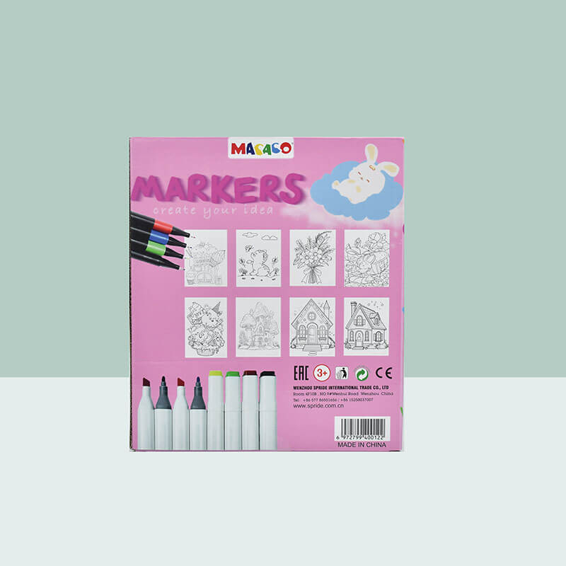 Color box packaging for dual ended fineliner markers set wholesale