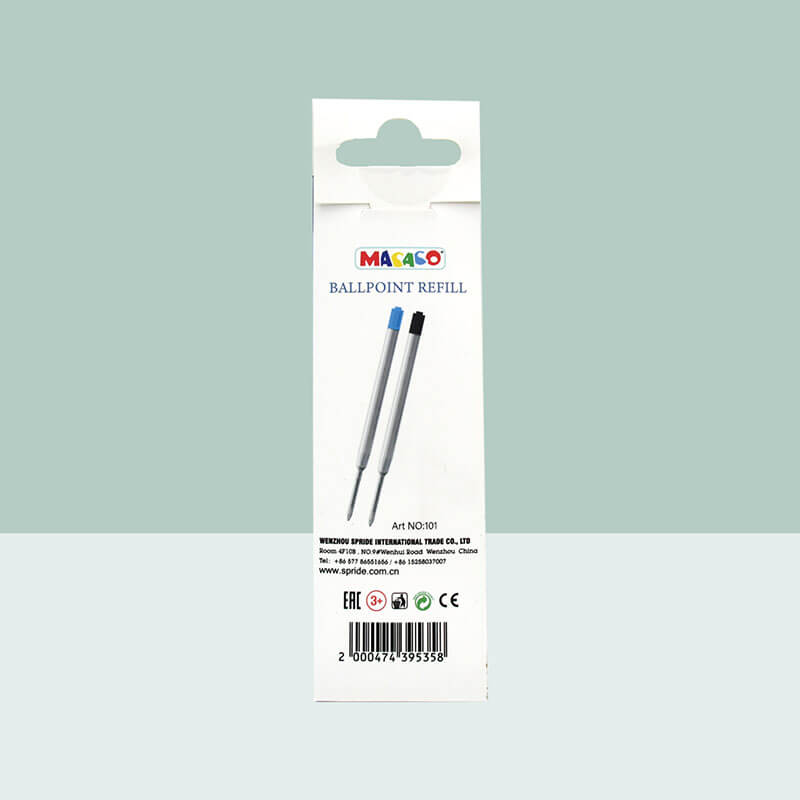 Blister card packaging for universal ink cartridges 8 blue fountain pen refills