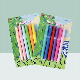 MACACO 101H metallic highlighter pens set 6 colors chisel tip pastel text shading markers in blister card pack for school office journaling