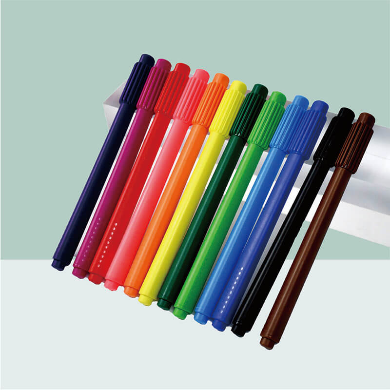 MACACO 988-12 water color pen 12 colors washable markers in clear crystal PET box with hanging tab for painting drawing