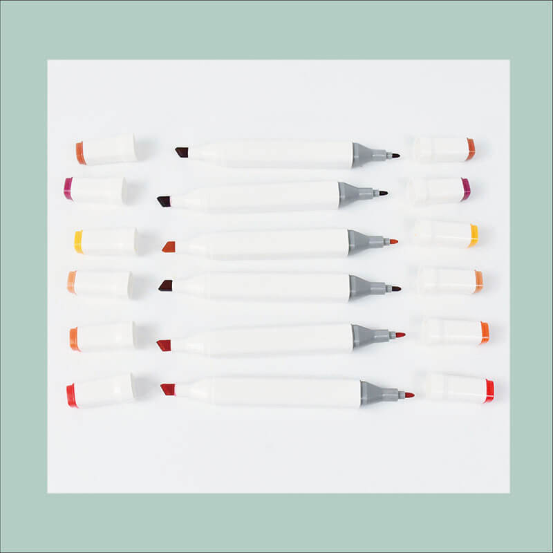 MACACO Special marker 8001 twin-tip markers set 24 48 60 colors white barrel square body dual tip chisel fine art sketch pens safe and non-toxic drawing markers in clear handled plastic case wholesale