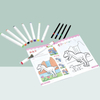 Coloring activity pages included with fineliner markers set for kids
