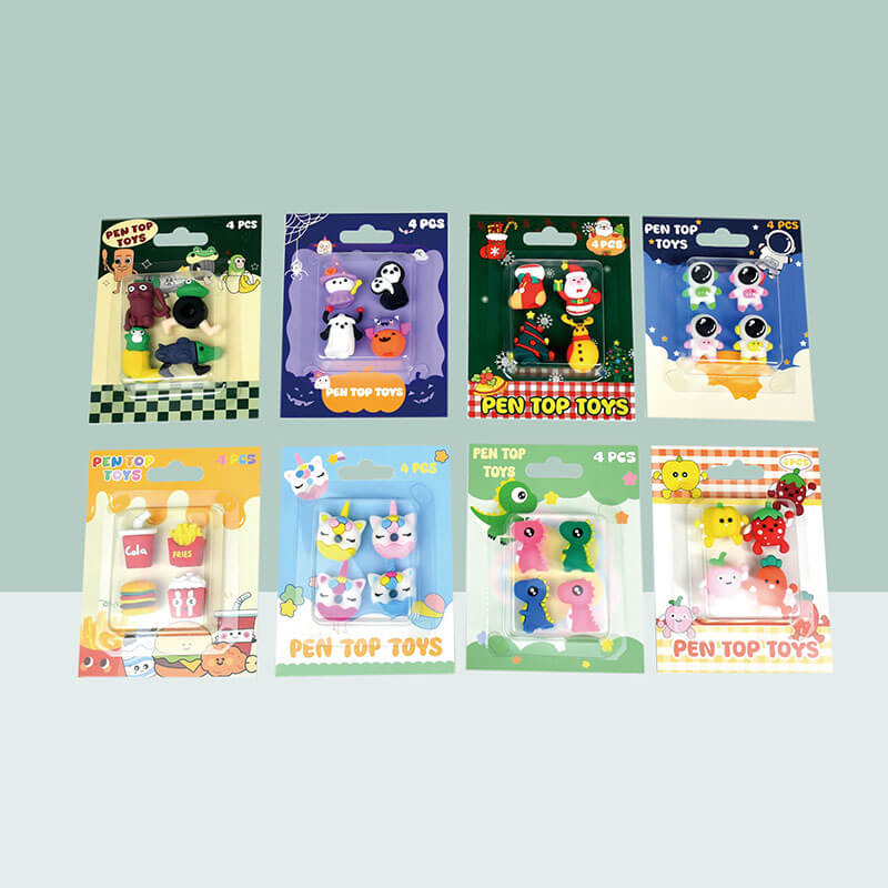 Blister card packaging for pen top toys wholesale 4 pieces per card