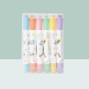 MACACO 922 single tip cartoon highlighter pens set 6 pcs cute fluorescent markers safe and non-toxic pastel text shading pens wholesale