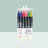MACACO special marker 8965G glitter and 8965M metallic dual brush highlighter 6 colors sets in retail clear packs