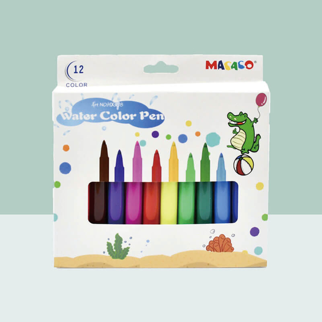 MACACO 398-12 water color pen 12 colors washable markers.