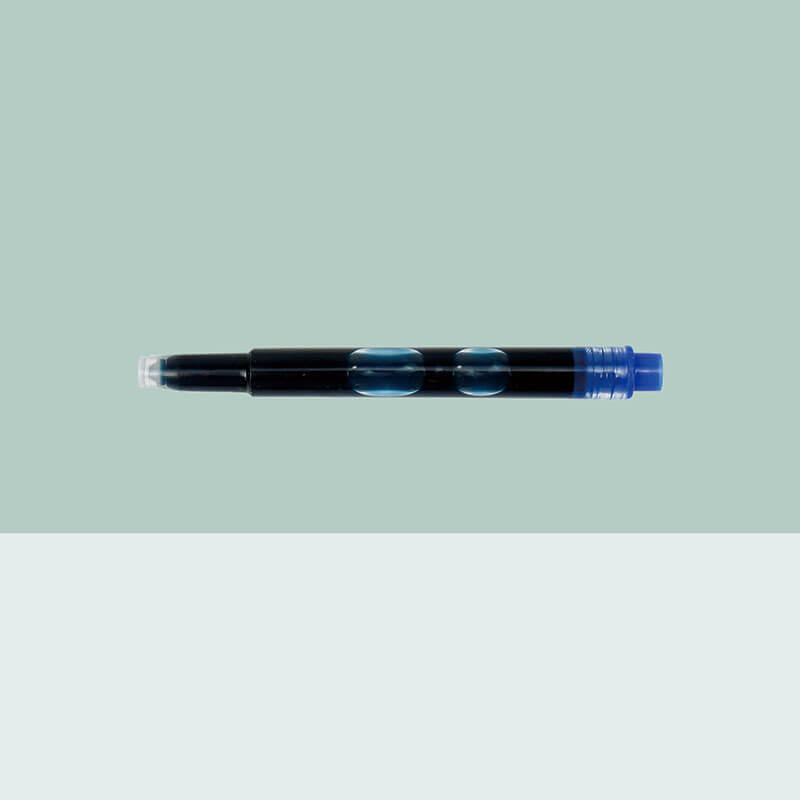 Blue universal ink cartridge fountain pen refill single unit detail
