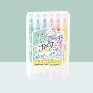 MACACO 978 erasable flash highlighter pens set 6 colors glitter shimmer markers safe and non-toxic clear text shading pens in PET box wholesale