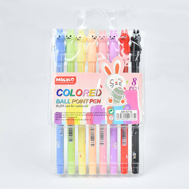 Colored ballpoint pen 9276 refillable bunny rabbit cap design 8 10 pcs bulk wholesale