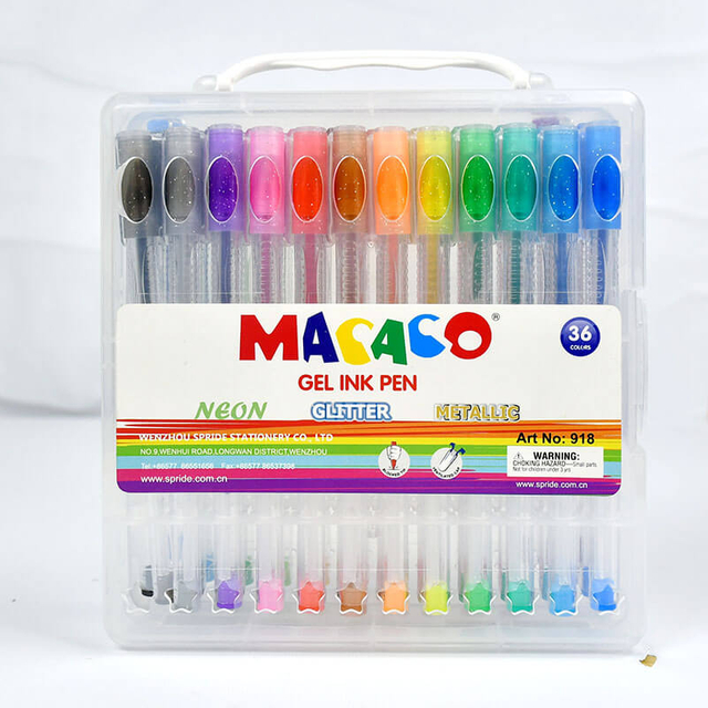 24 and 36 colors gel ink pen set 918 neon glitter metallic semi gel pens bulk wholesale