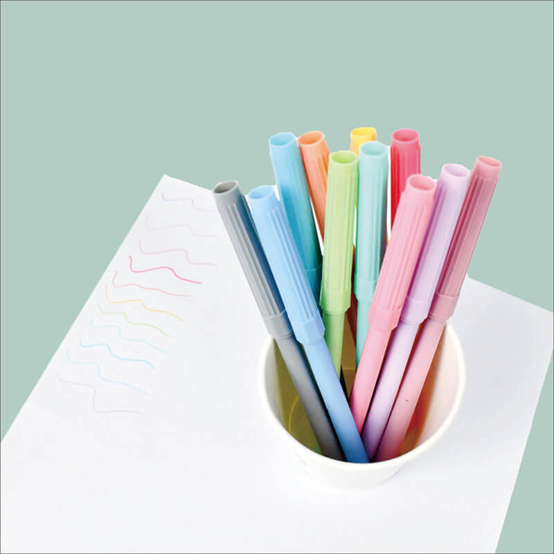 MACACO 888-12 water color pen 12 colors washable markers in clear crystal PET box with hanging tab for painting drawing