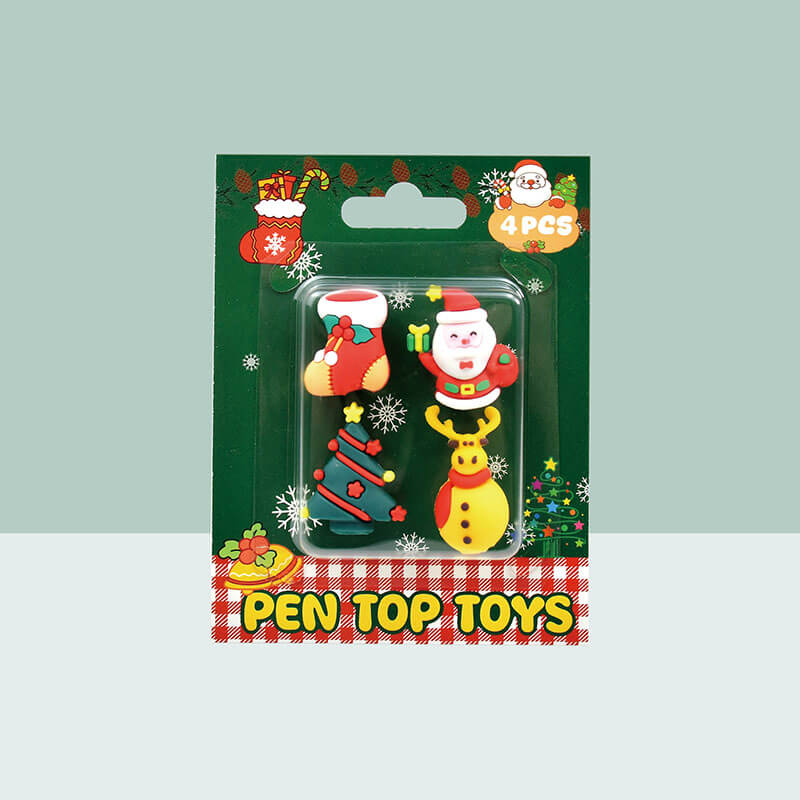 Pen top toys blister card 4pcs pen topper assorted characters kids stationery