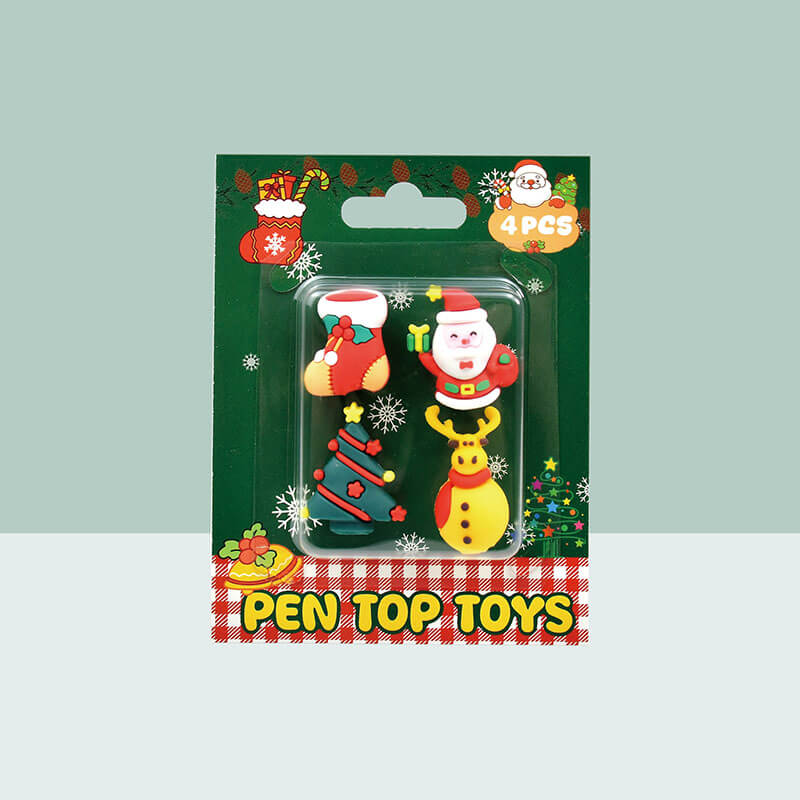 Pen top toys blister card 4pcs pen topper assorted characters kids stationery