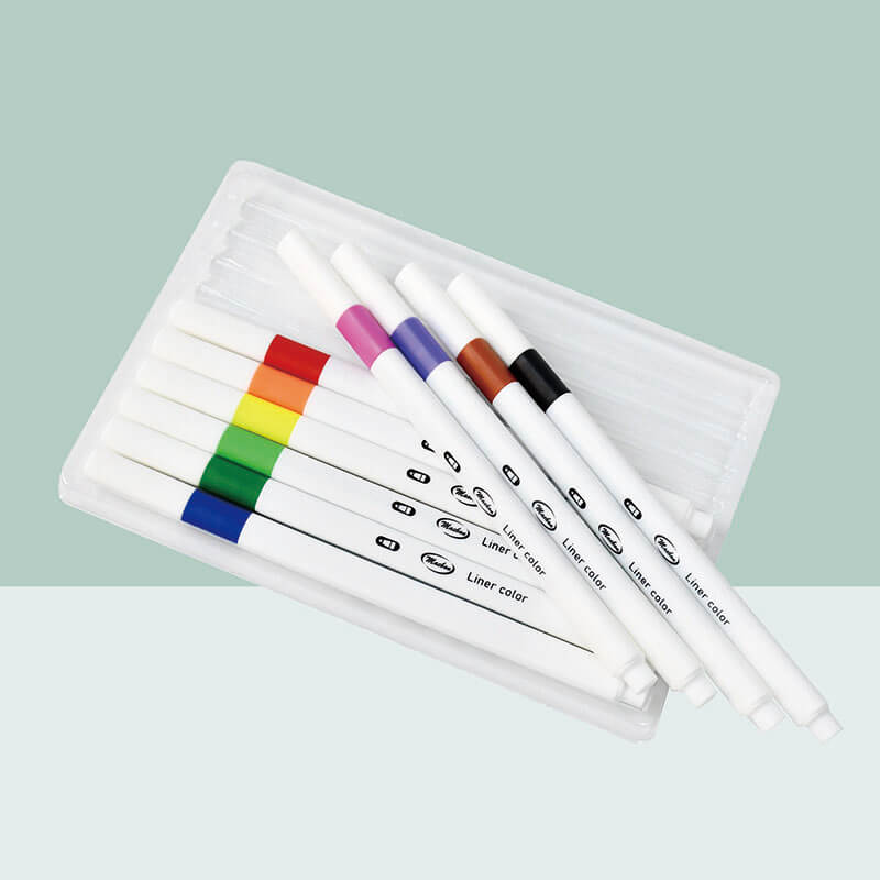 MACACO 1668 triangle fineliner pens set 10 colors fine line drawing white barrel triangular markers in clear hanging box for sketching journaling