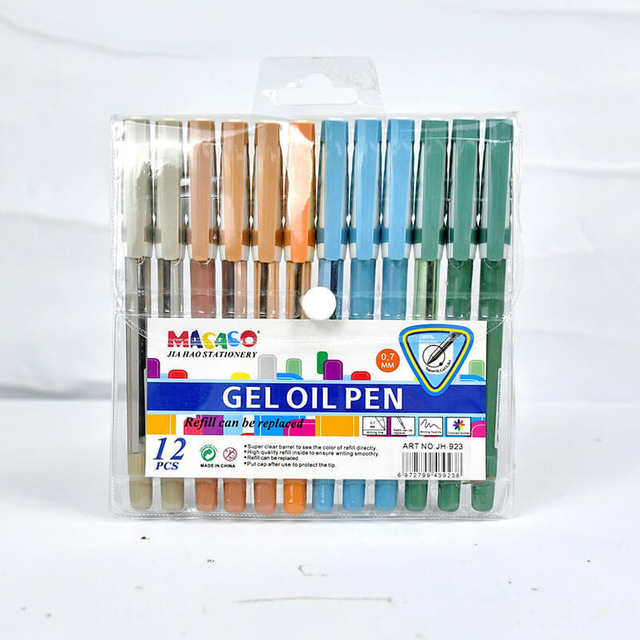 Gel oil pen 923 0.7mm refillable 12 pcs bulk pack wholesale