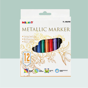 MACACO special marker 8869m metallic marker pen 12 colors rich shimmering art pens set in retail cardboard box