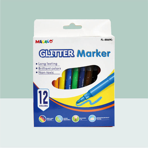 MACACO special marker 8869g glitter marker pen 12 colors shimmering art markers set in retail cardboard box