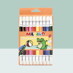 MACACO 801-10 Washable Double Sided Markers for Kids 10 Colors Art Drawing Set