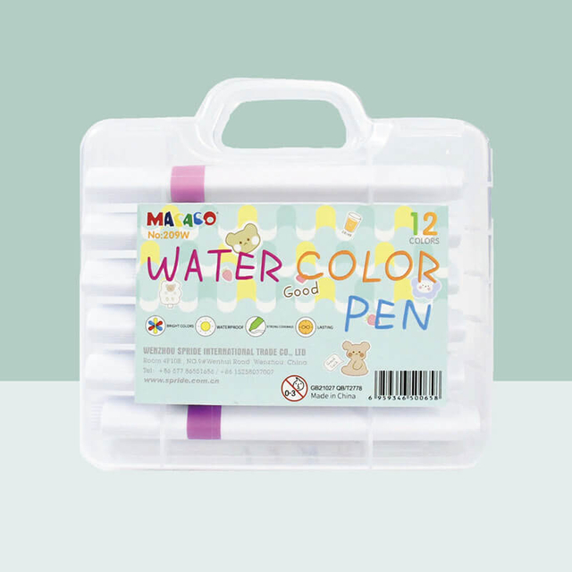 MACACO 209W water color pen 12 colors with handle case.