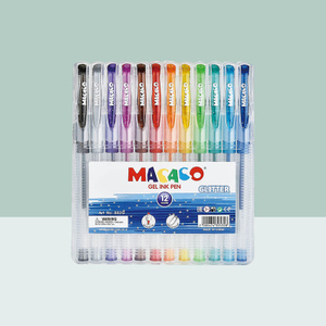MACACO semi gel pens 882GN neon gel ink pen 12 colors assorted set in standard clear PET presentation box