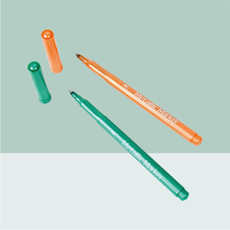 Wholesale rich reflective metallic paint pen model 8869M with single blocked fiber tip on paper
