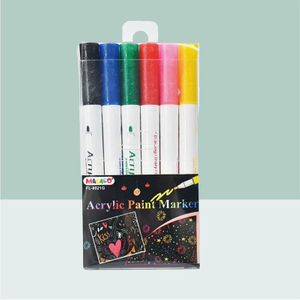MACACO Special marker 8021 acrylic paint markers set FL-8021G white barrel water based fine bullet tip pens marks on anything safe and non-toxic craft paint pens in clear hanging PVC box wholesale