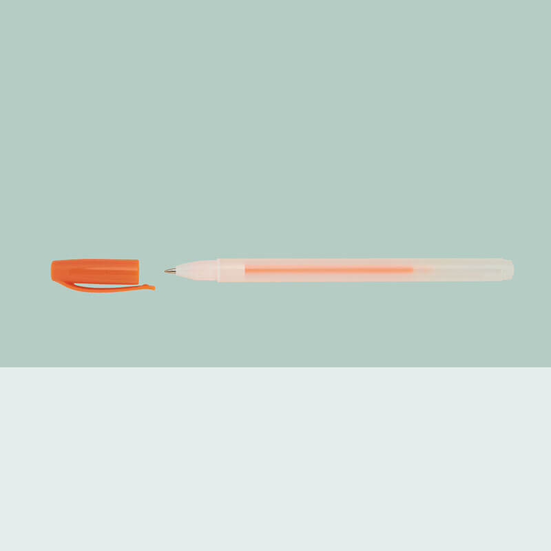Wholesale orange neon glitter gel pen model 915N with modern frosted translucent barrel and streamlined clip cap design