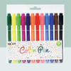 MACACO 988-12 water color pen 12 colors washable markers in clear crystal PET box with hanging tab for painting drawing