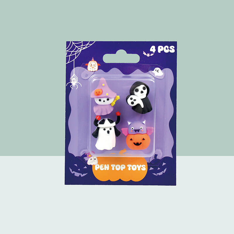 Pen top toys blister card 4pcs pen topper assorted characters kids stationery