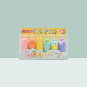 MACACO 9015 mini chisel tip highlighters set 6 colors pocket size fruit party markers safe and non-toxic short barrel fluorescent pens in clear PET box wholesal