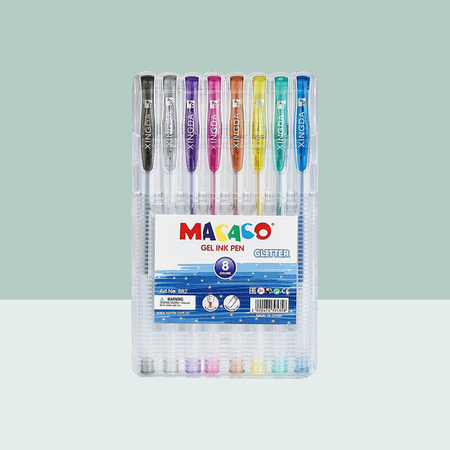 SEMI GEL PENS 882 - 6 Colors Glitter Gel Ink Pens for Drawing and Journaling