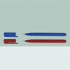 Single component detail of blue large capacity gel ink pen showing sleek cylindrical body and detached clip cap
