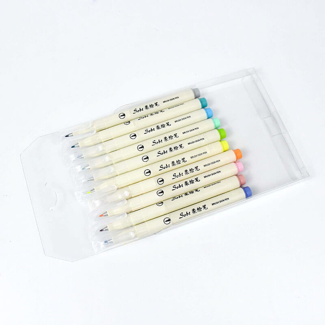 MACACO 8888B brush sign pen 10 colors flexible soft tip water color markers for calligraphy hand lettering journaling sketching