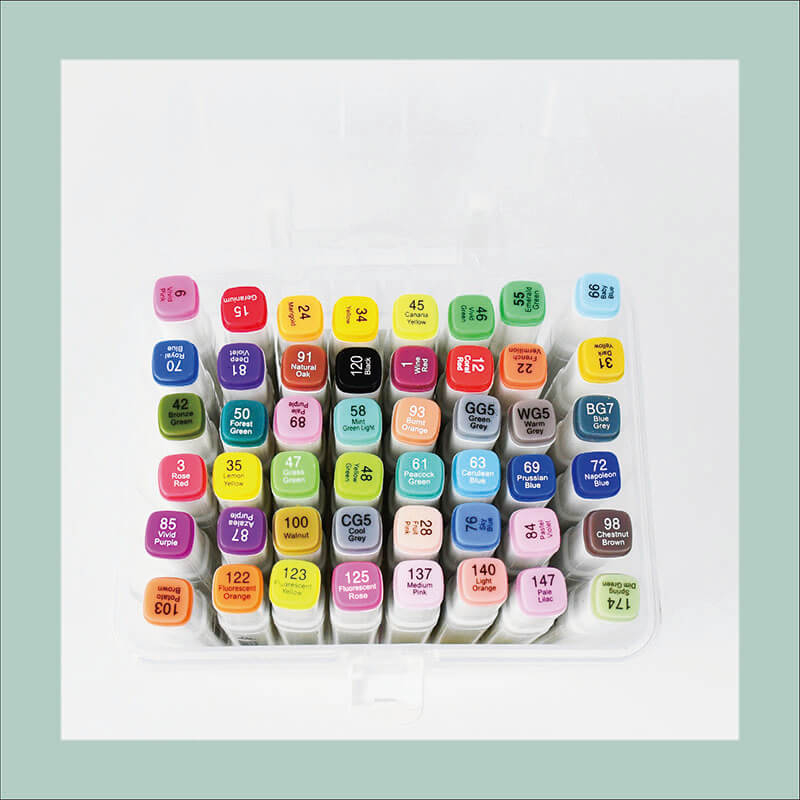 MACACO Special marker 8001 twin-tip markers set 24 48 60 colors white barrel square body dual tip chisel fine art sketch pens safe and non-toxic drawing markers in clear handled plastic case wholesale