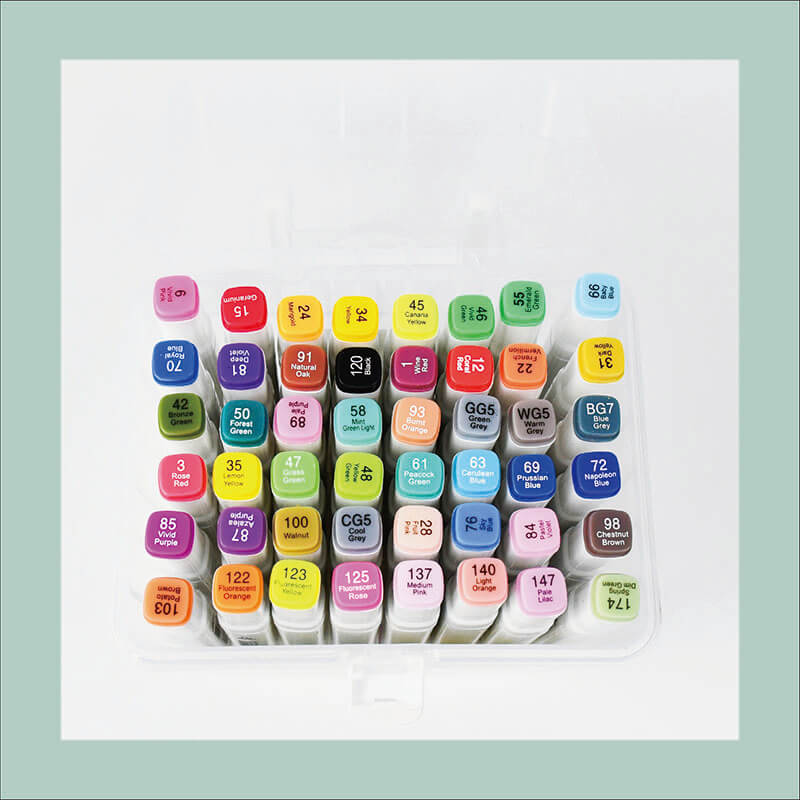 MACACO Special marker 8001 twin-tip markers set 24 48 60 colors white barrel square body dual tip chisel fine art sketch pens safe and non-toxic drawing markers in clear handled plastic case wholesale