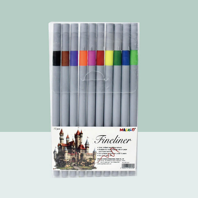 1667 Fineliner Set 10 Colors 0.4mm Micro Fine Point Art Markers